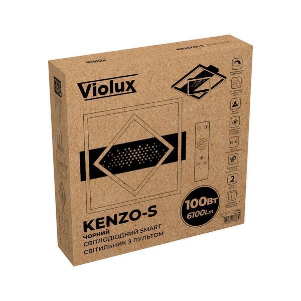 Св-к smart Violux KENZO-S 100W 30K-60K 6100LM квадрат-пульт чорний 530мм 220685 фото