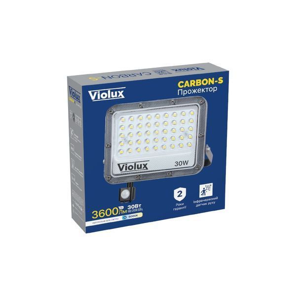 Прожектор Violux CARBON-S 30W 5000K 3600Lm IP65 з датч 400222 фото