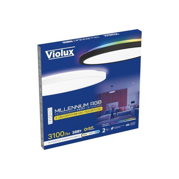 Св-к стельовий Violux MILLENNIUM BL RGB 48W 3800LM d50 круг білий 361348 фото