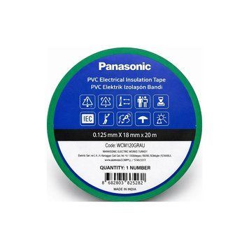 Ізоляційна стрічка ПВХ Panasonic 0.125x18мм 20м Зелена WCMT20GRARJ фото