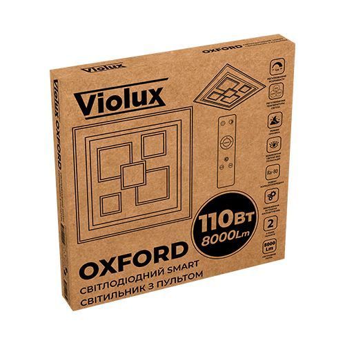 Св-к smart Violux OXFORD 110W 30K-60K 8000LM квадрат-пульт білий 500мм 220425 фото