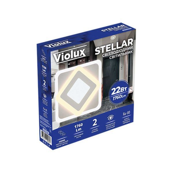 Св-к стельовий Violux STELLAR 22W 4500K 1760LM квадрат 200мм 200080 фото