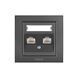 Розетка 2-на РС RJ45 CAT6e Panasonic Karre Plus 55 (Антрацит) WDTC94232AN-UA1 фото